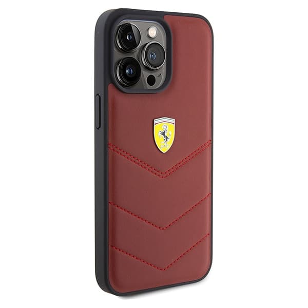 Ovitek Ferrari Leather Stitched Lines za iPhone 15 Pro Max - rdeč 4