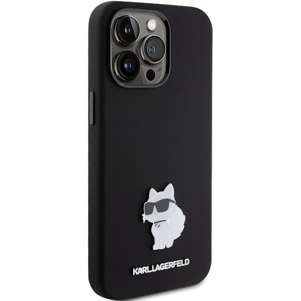 Karl Lagerfeld ovitek Silicone Choupette Metal Pin za iPhone 15 Pro Max - črna 4