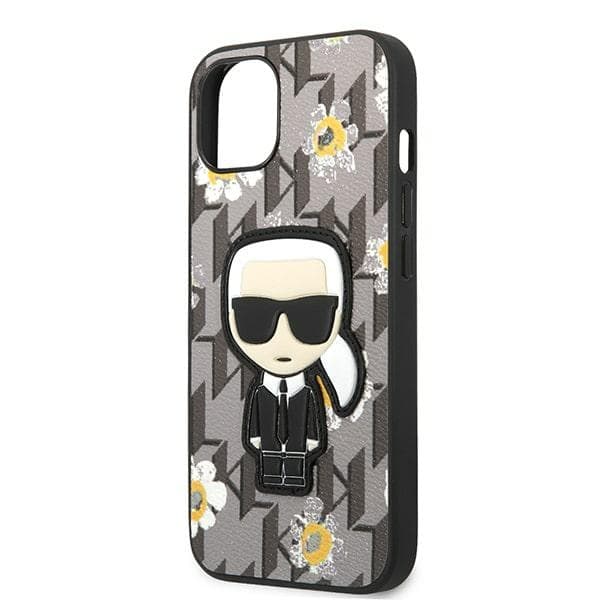 Karl Lagerfeld ovitek Flower Ikonik za iPhone 13, siv 6