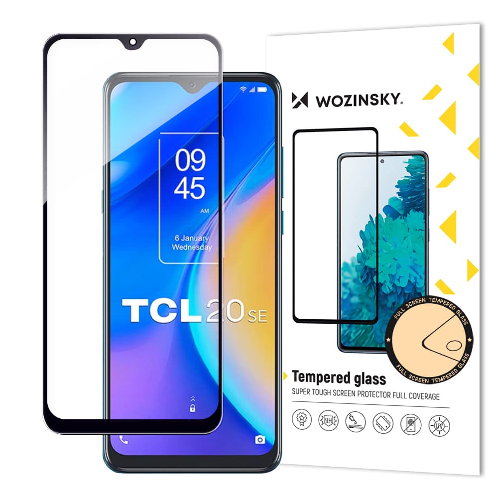 Wozinsky Full Glue kaljeno steklo s črnim okvirjem za TCL 20 SE