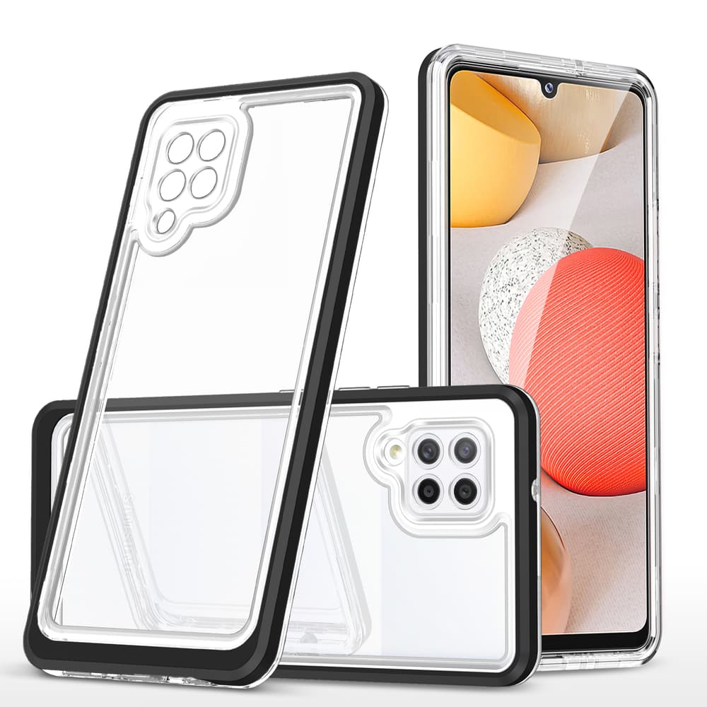 Hurtel Clear 3in1 ovitek za Samsung Galaxy A42 5G, črni okvir