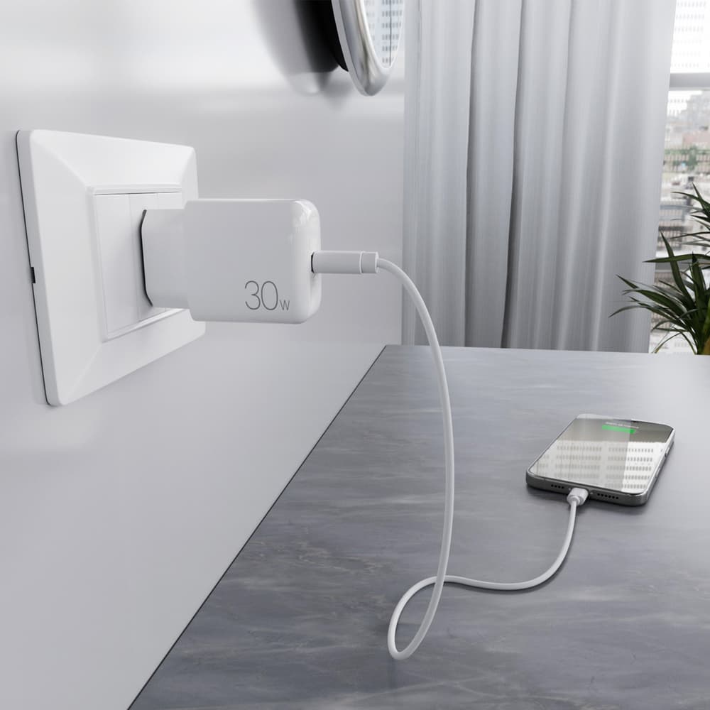 Puro PROLITE 30W USB-C stenski polnilnik, bel 8
