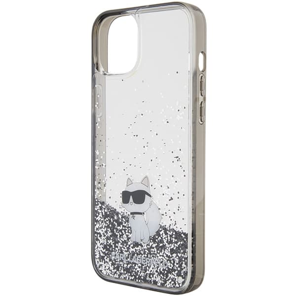 Ovitek Karl Lagerfeld Liquid Glitter Choupette za iPhone 15 Plus - prozorna 6