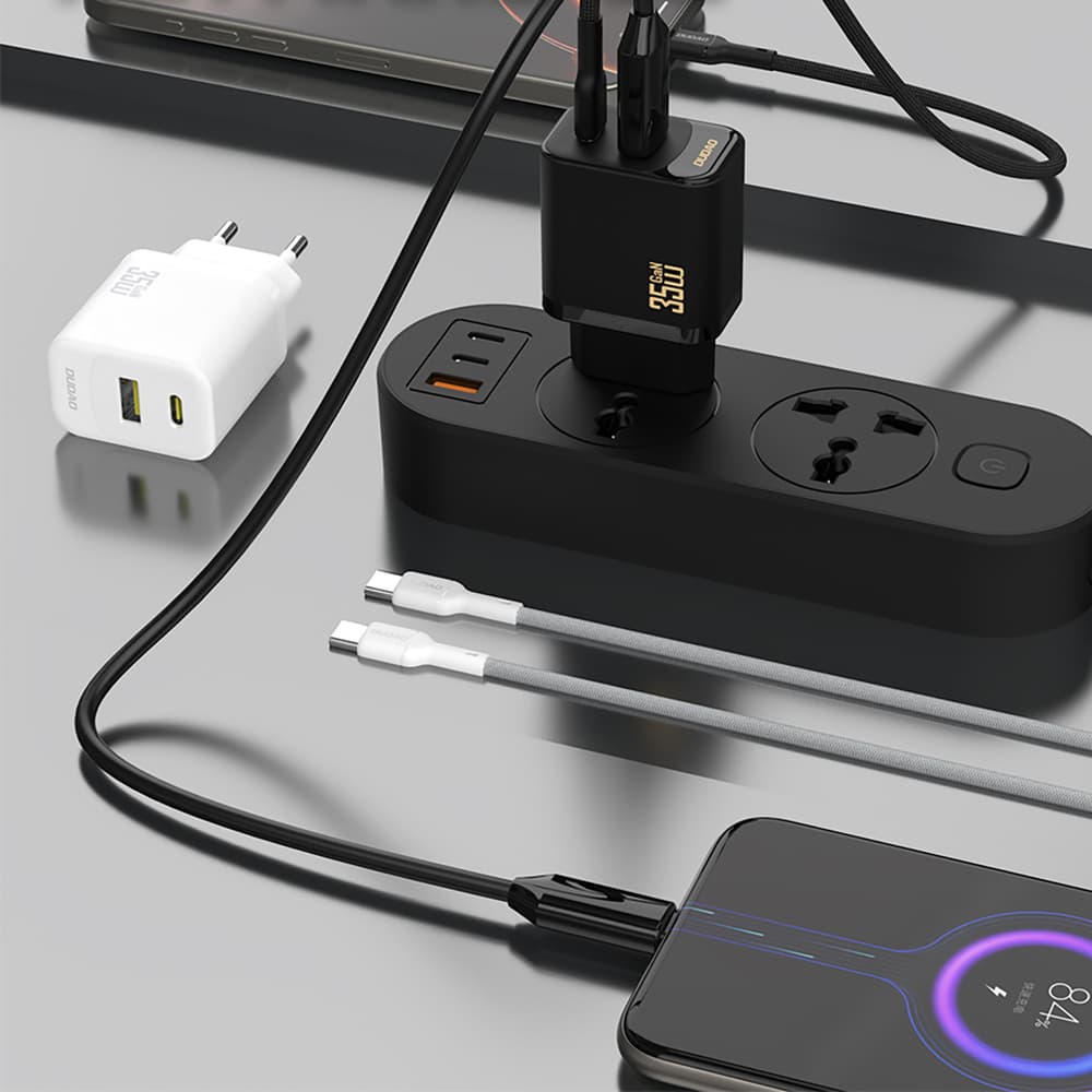 Dudao A27 Max 35W GaN stenski polnilnik, 2v1 USB-C/USB-A, bela 3