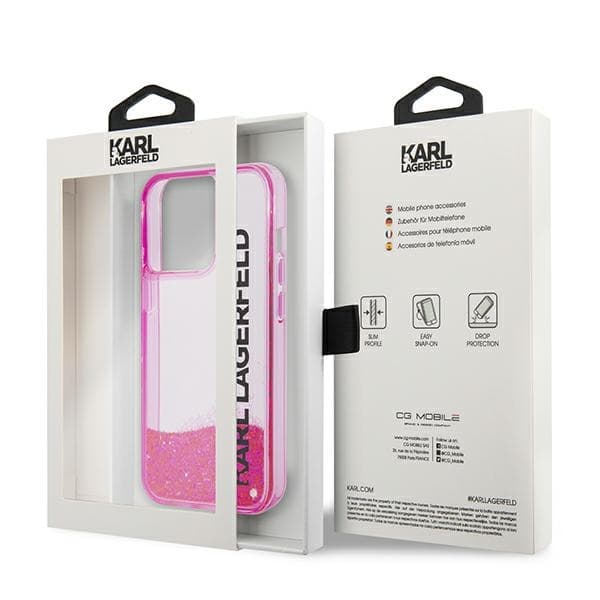 Ovitek Karl Lagerfeld Liquid Glitter Elong za iPhone 14 Pro Max, roza 8