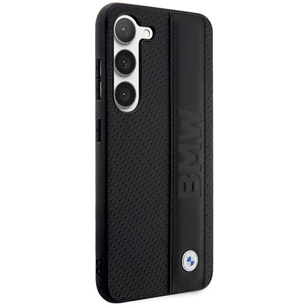 BMW ovitek za Samsung S23+ Leather Textured & Stripe, črn 4