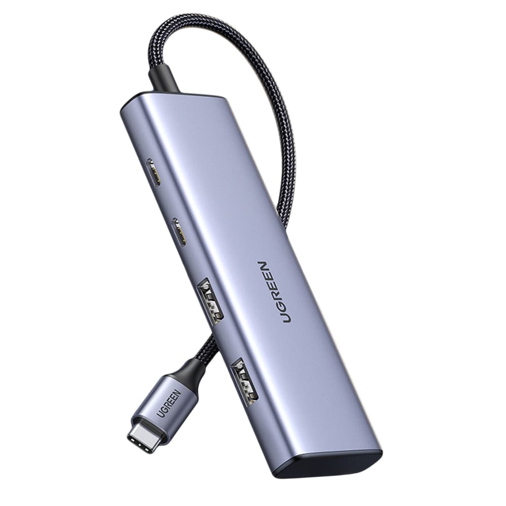 HUB USB-C Ugreen CM473 (2x USB-A / 2x USB-C) 20 cm - siv