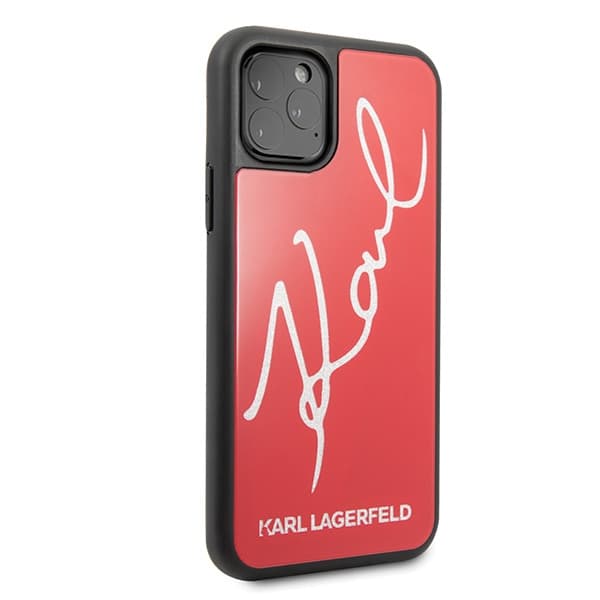 Karl Lagerfeld Signature Glitter ovitek za iPhone 11 Pro, rdeč 5