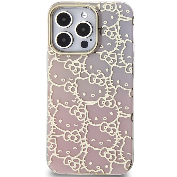 Hello Kitty ovitek IML Gradient Electrop Crowded Kitty Head za iPhone 14 Pro - roza 3