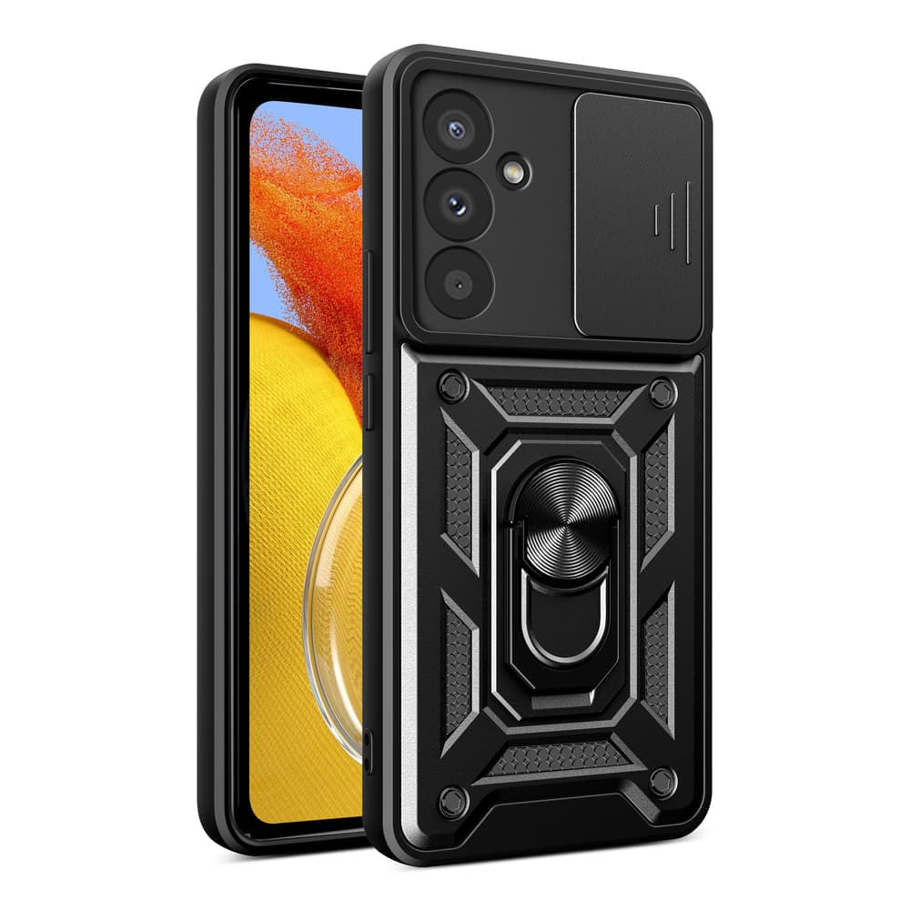 Robusten ovitek Hybrid Armor Camshield za Samsung M14 s pokrovom kamere - črn