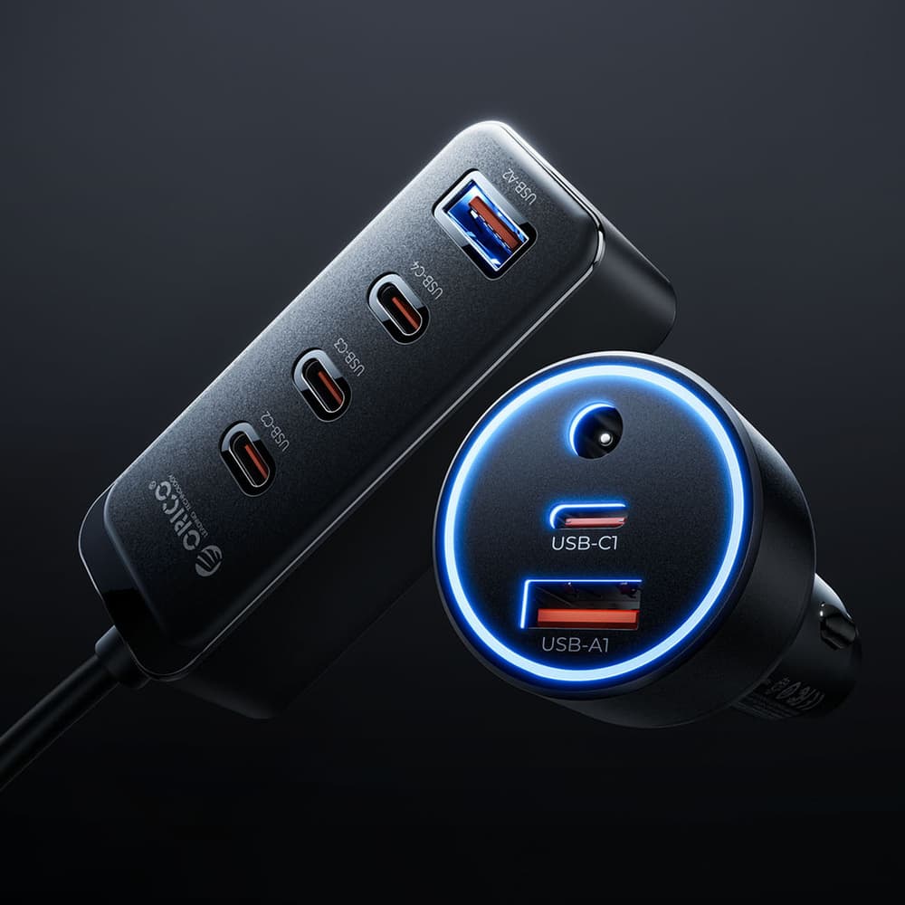 Orico ChargeClip 108W avtomobilski polnilnik, 2x USB-A + 4x USB-C s sponko - črn 8