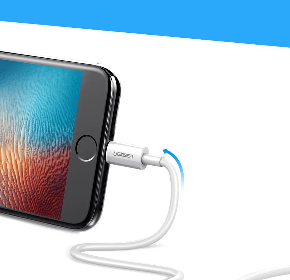 Ugreen USB-A / Lightning MFi kabel 2.4A 1m, bel 2
