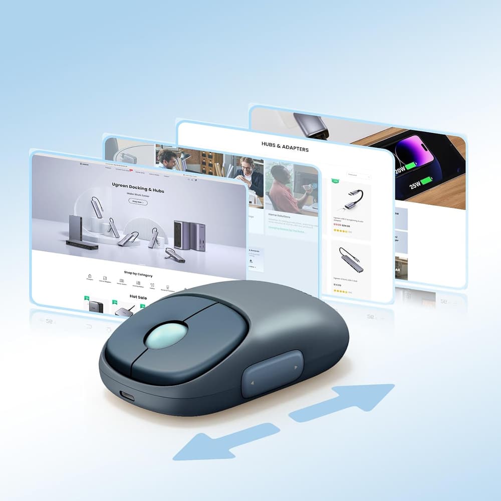 Ugreen MU102 FUN+ brezžična miška Bluetooth / 2.4 GHz, črna 6