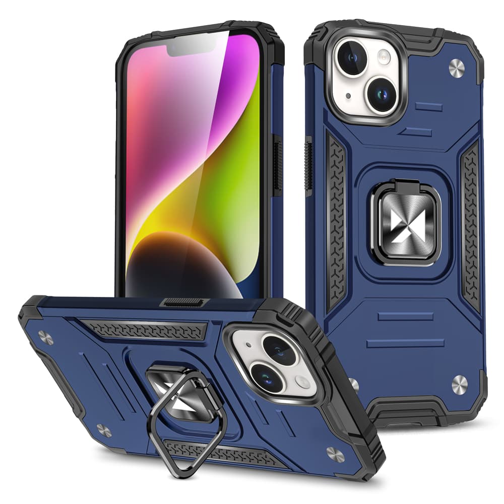 Wozinsky Ring Armor ovitek za iPhone 15 Plus s stojalom in obročem - modri