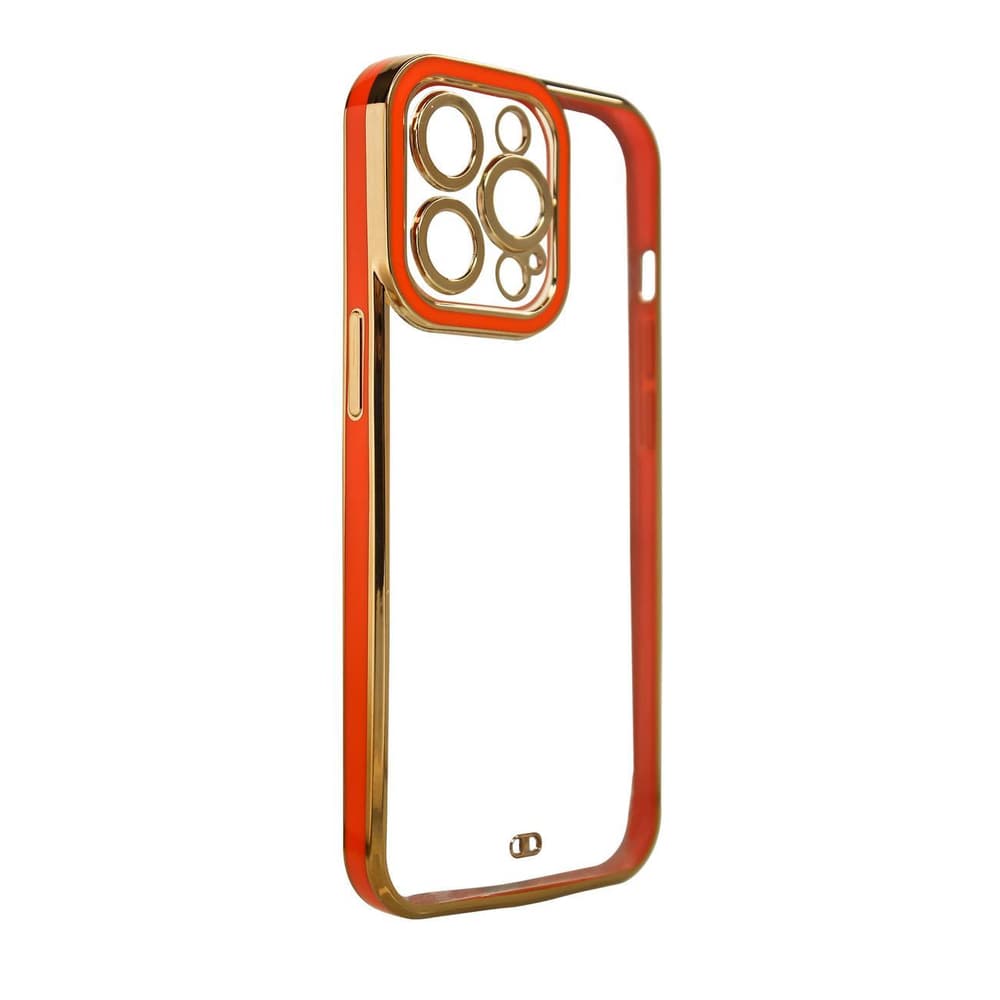Ovitek Fashion za iPhone 12 Pro, gel, zlati okvir, rdeč