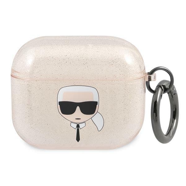 Ovitek Karl Lagerfeld Glitter Karl's Head za AirPods 3 - zlati