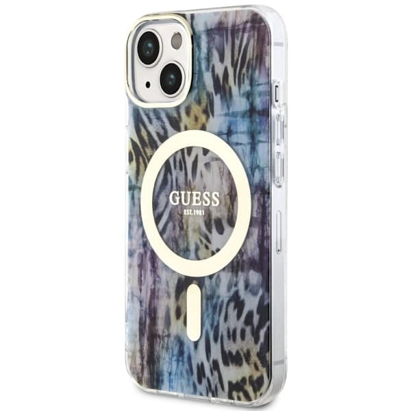 Ovitek Guess Leopard MagSafe za iPhone 14, moder 2