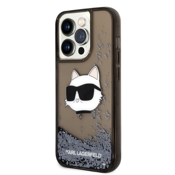 Karl Lagerfeld etui za iPhone 14 Pro Max, Glitter Choupette Head, črn 2