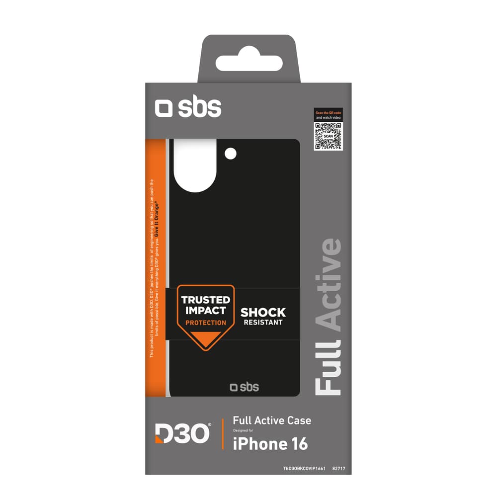 SBS Full Active D3O ovitek za iPhone 16 - črna 2