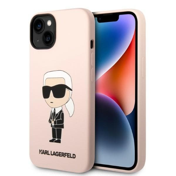 Karl Lagerfeld etui za iPhone 14 Plus, Silicone Ikonik, roza, MagSafe