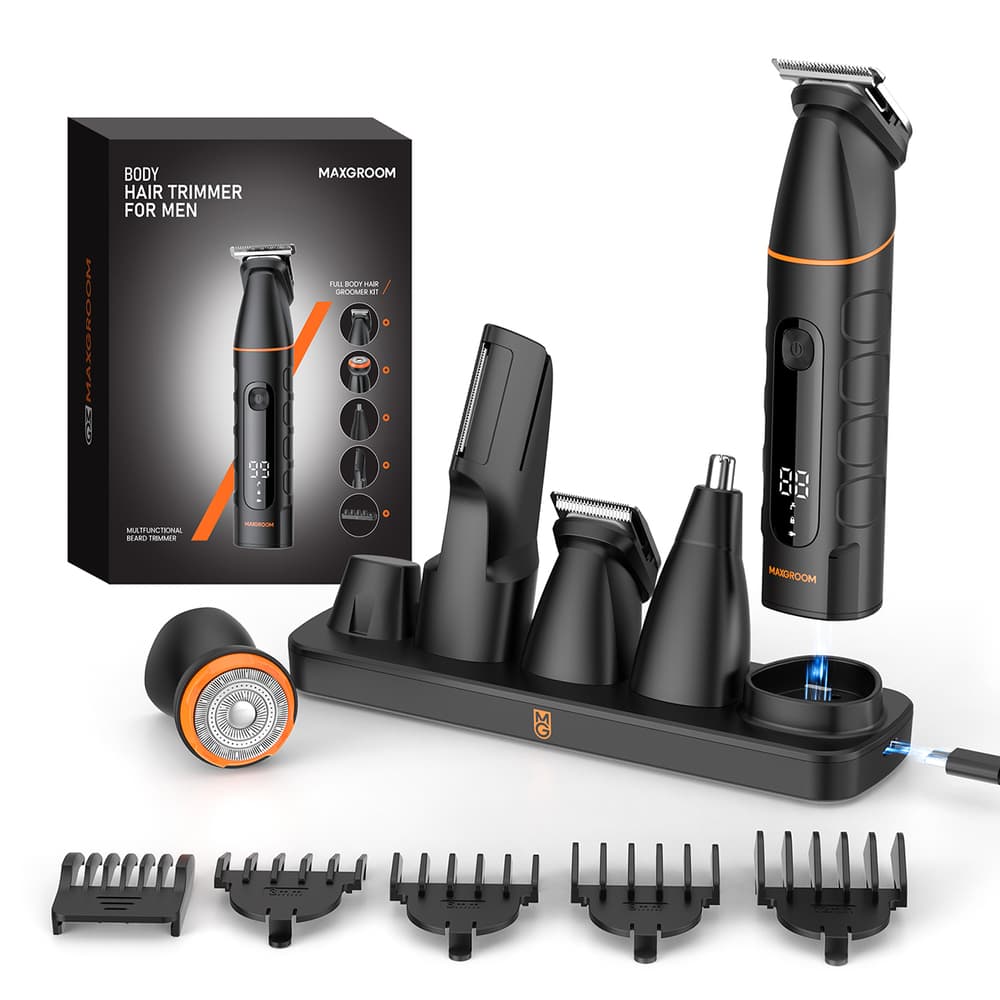 MAXGROOM LK-892 večnamenski brivnik z zamenljivimi nastavki - črn