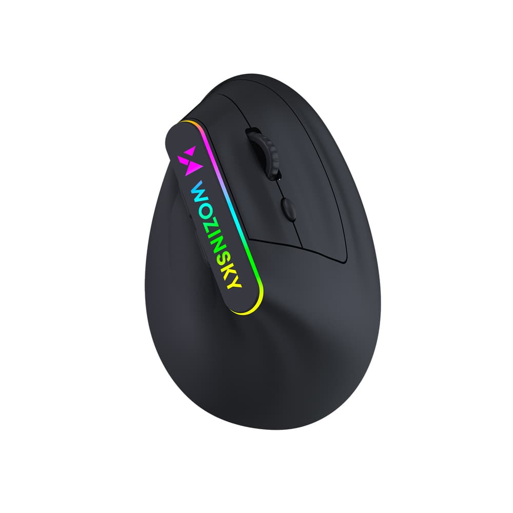 Wozinsky WMG-1164 Brezžična ergonomska navpična miška 3600 DPI, RGB, črna