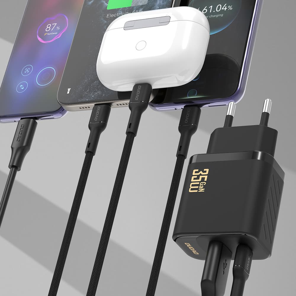 Dudao A27 Max 35W GaN stenski polnilnik, 2v1 USB-C/USB-A, črn 3