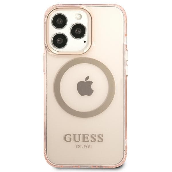 Guess Gold Outline Translucent MagSafe etui za iPhone 13 Pro Max - roza 3