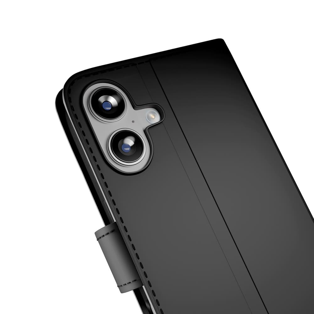 Puro Wallet Stand ovitek za iPhone 17, eko usnje, črn 6