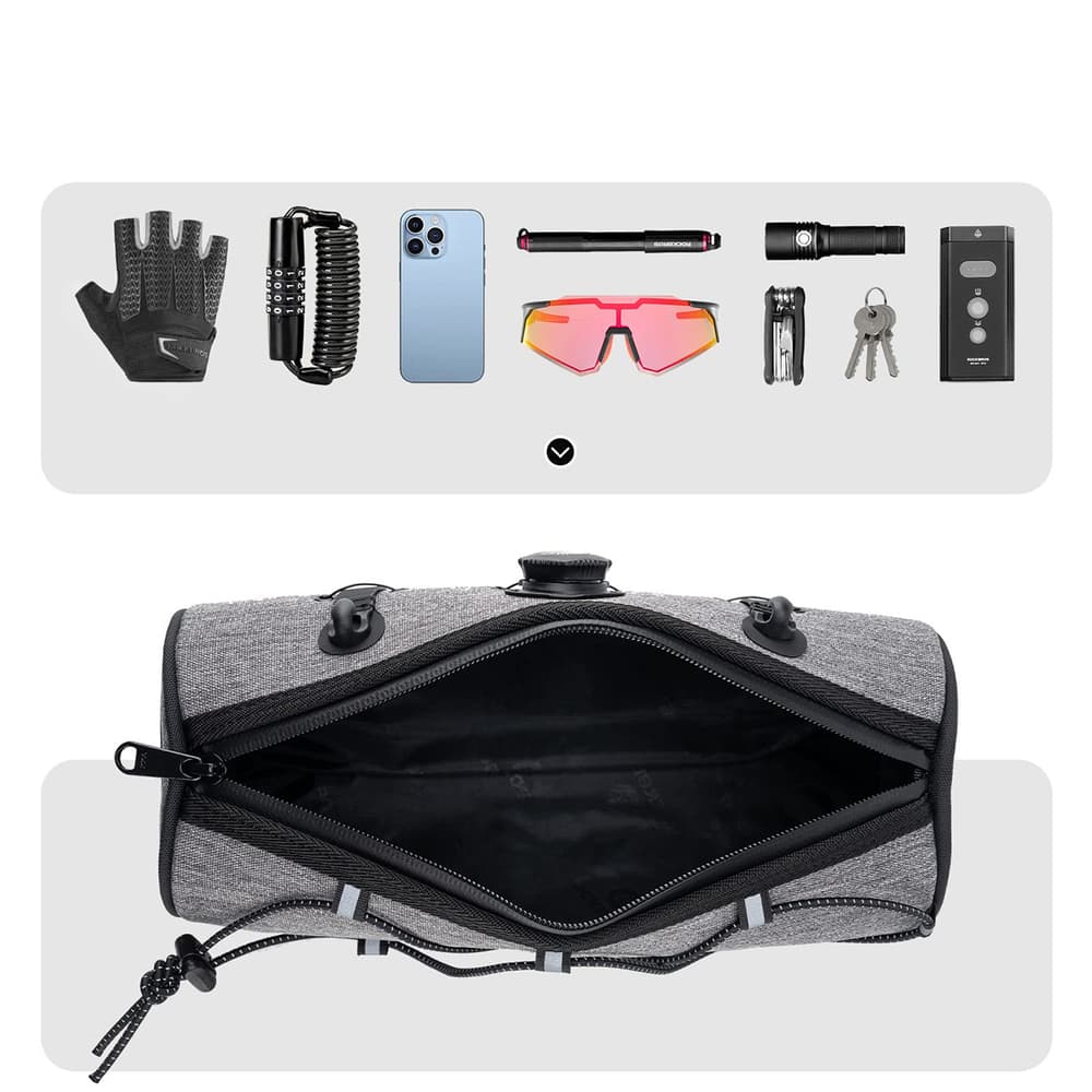 Rockbros TL002 Road to Sky 1.5L vodoodporna torba za krmilo - siva 8