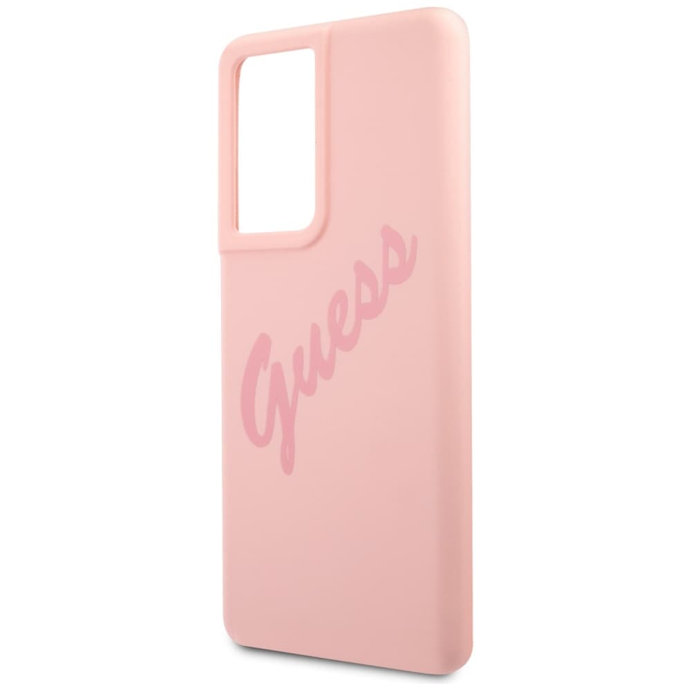 Ovitek Guess Silicone Vintage Script za Samsung Galaxy S21 Ultra - Roza 6