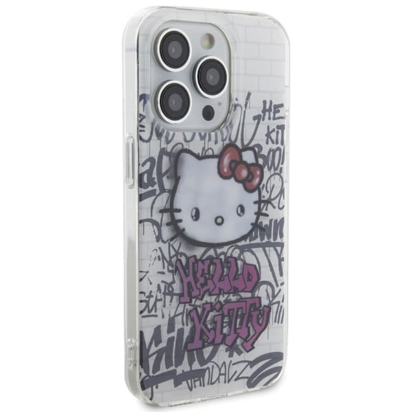 Hello Kitty ovitek IML Kitty On Bricks Graffiti za iPhone 14 Pro - bela 4