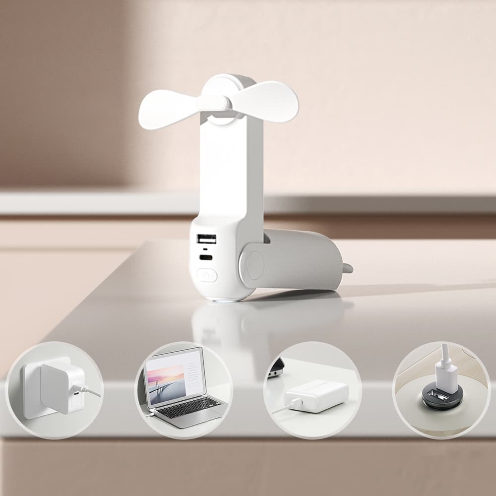Ročni ventilator Jisulife Life8 Mini, bel, s funkcijo power bank 2