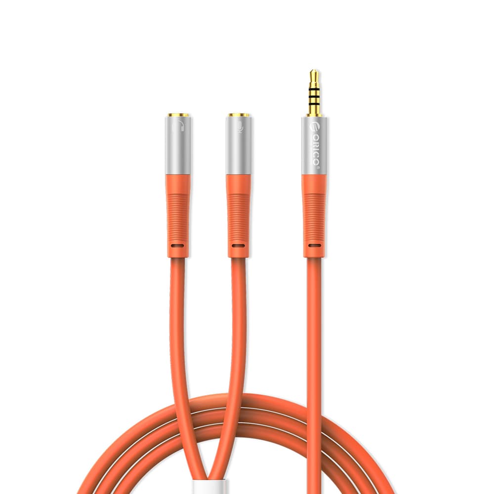 Orico AX2-10 razdelilni avdio kabel 3.5mm minijack (slušalke + mikrofon) - 1m, oranžna