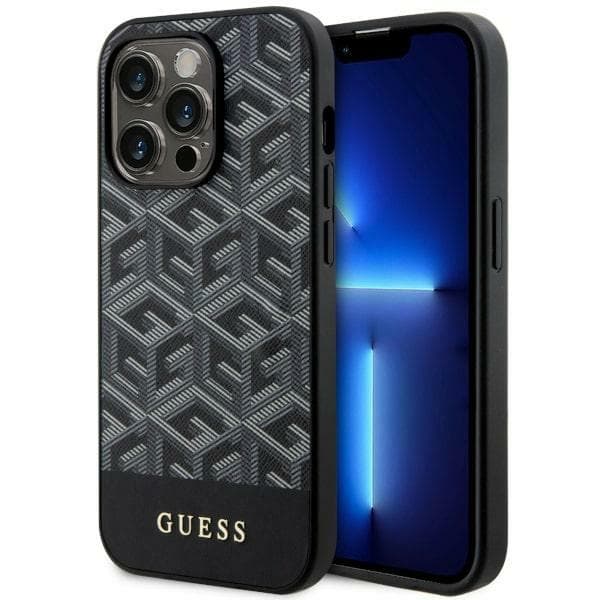 Guess GUHMP14XHGCFSEK ovitek za iPhone 14 Pro Max 6.7" črn/črn GCube Stripes MagSafe