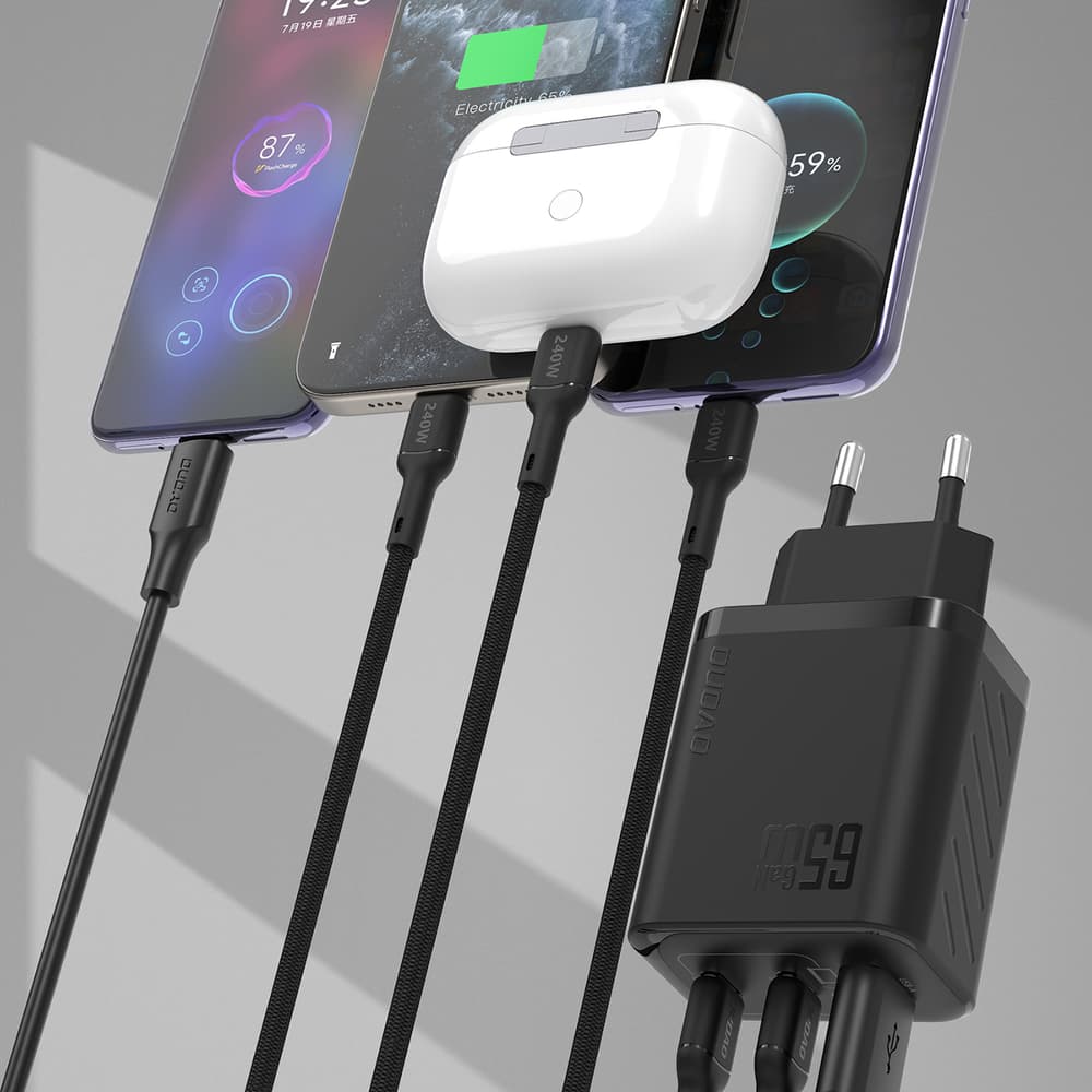 Dudao A29C 65W GaN stenski polnilnik + USB-C kabel, črn 3