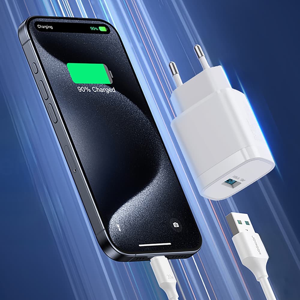 Joyroom JR-TF4 Stenski polnilec 18W, USB-A + 1m kabel USB-A-USB-C, bel 3