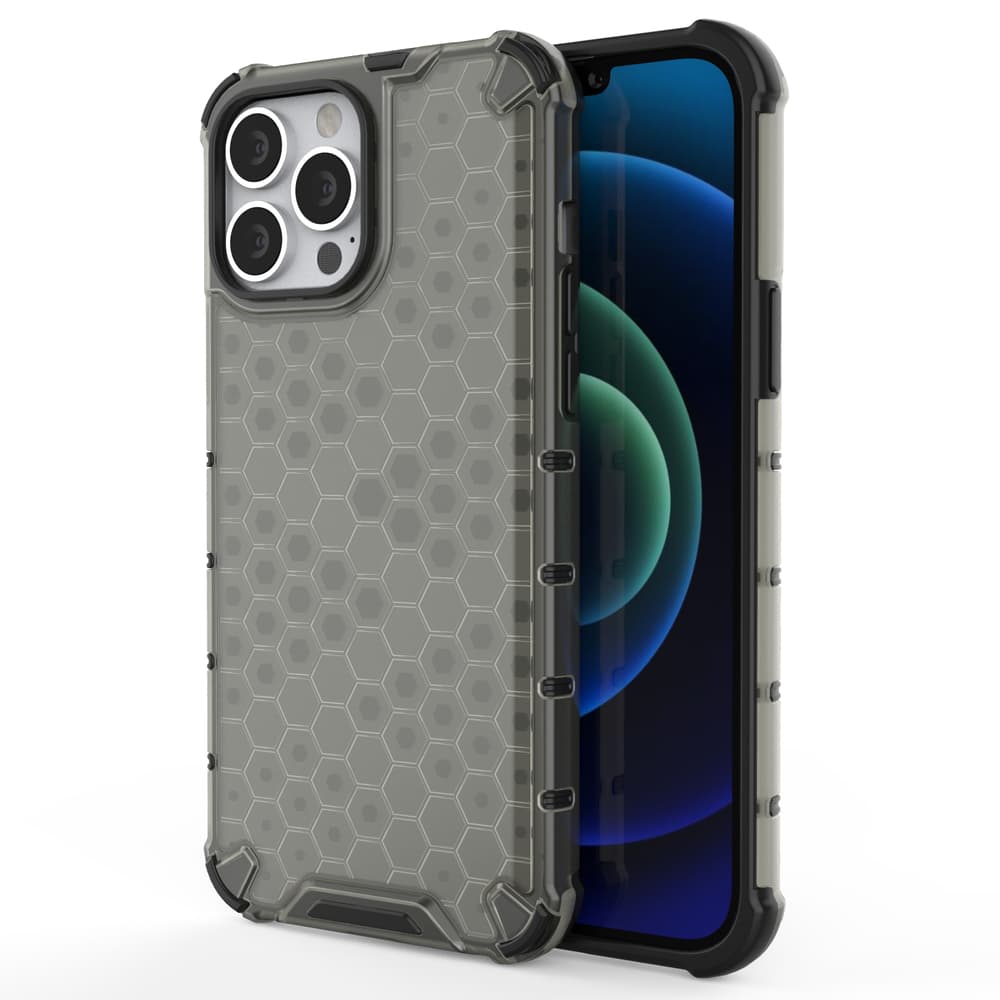 Honeycomb ovitek z TPU odbijačem za iPhone 13 Pro Max - črn