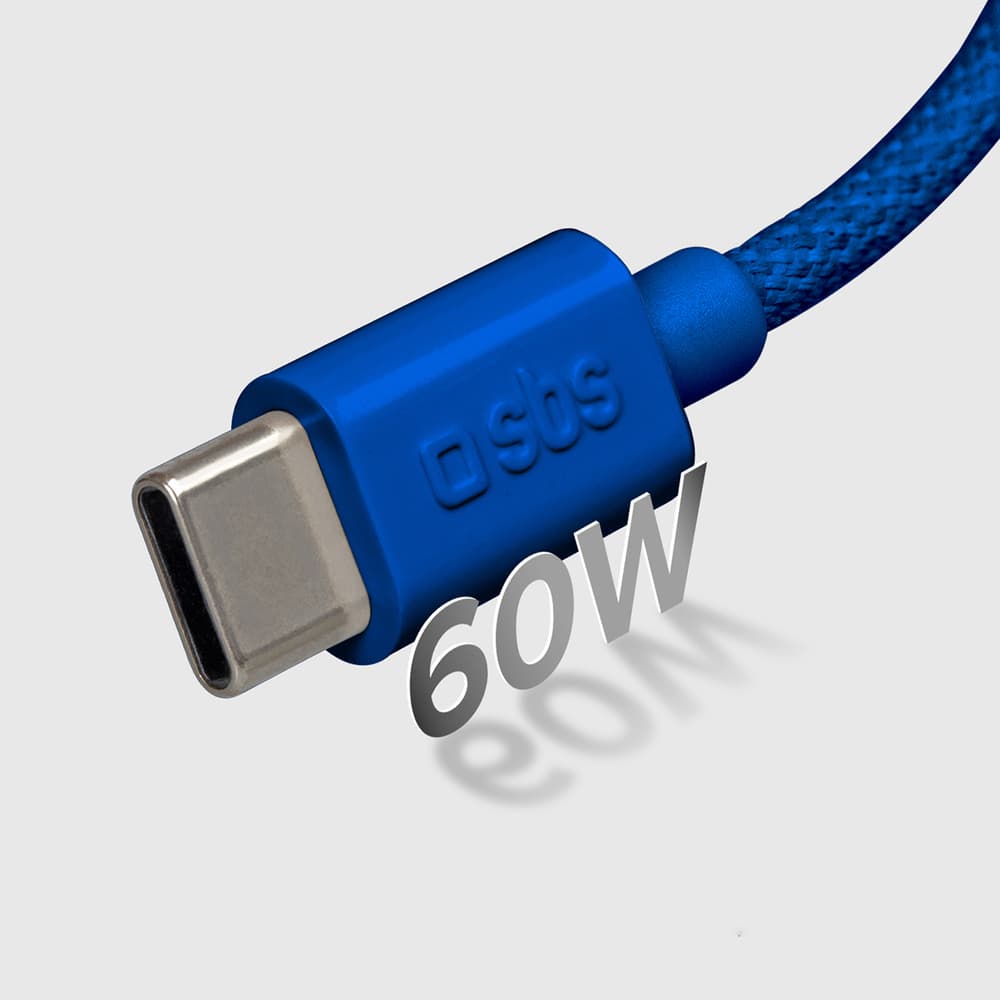 SBS TECABLETISSUETCCB USB-C v USB-C, 1,5m, 60W, pleten kabel - modri 6