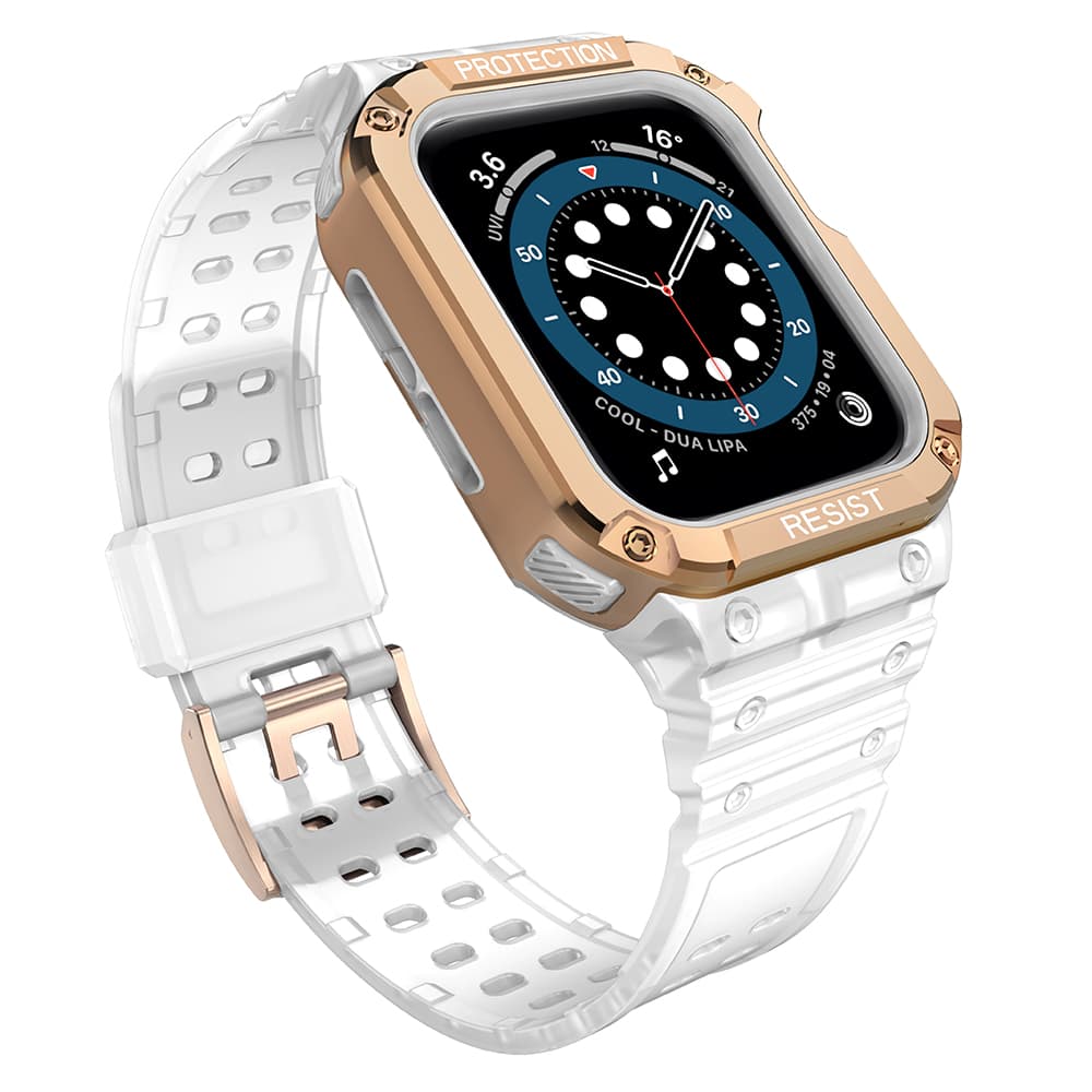 Hurtel Protect Strap Band za Apple Watch 42/44/45mm, oklepni ovitek s paškom - bela, roza zlata