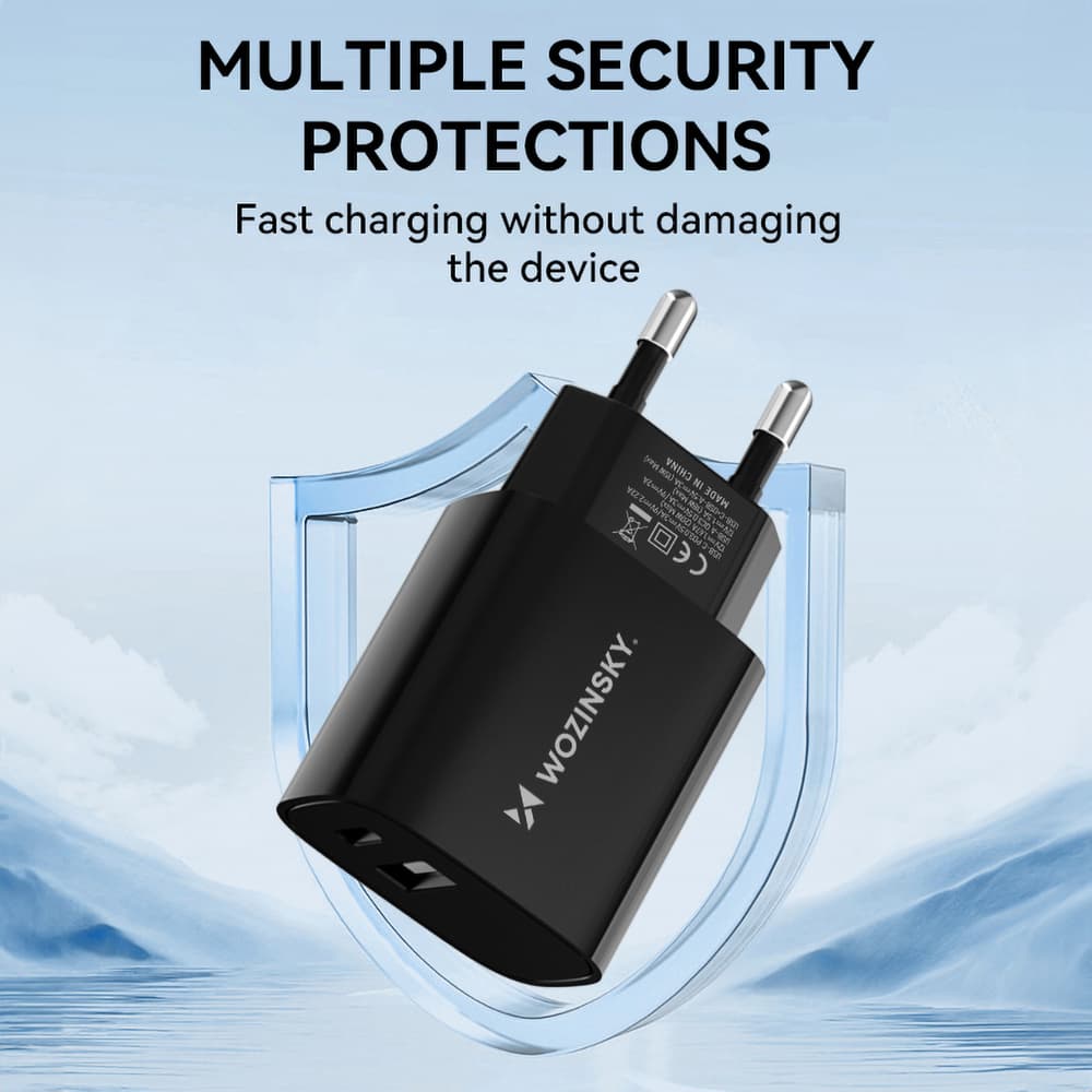 Stenski polnilnik Wozinsky WGWCB 20W, USB-A + USB-C - črn 7