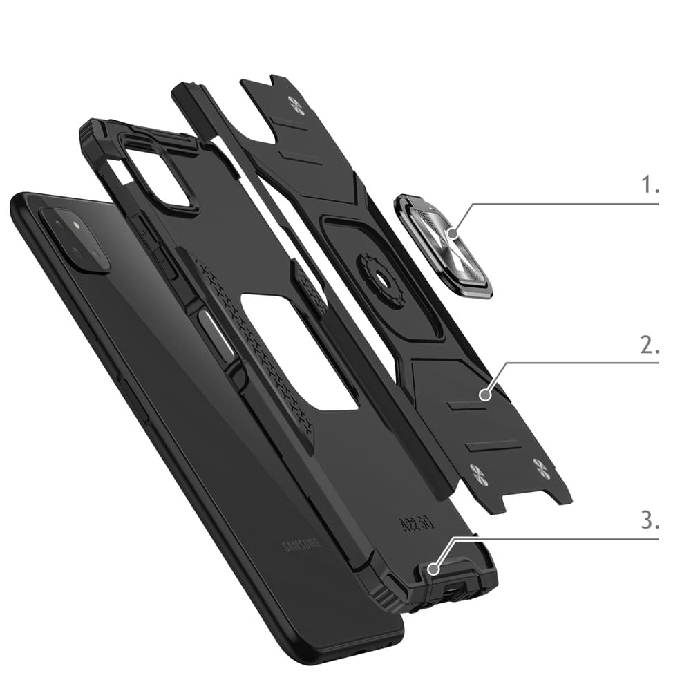 Wozinsky Ring Armor ovitek z obročem za Samsung Galaxy A22 4G, rdeč 3
