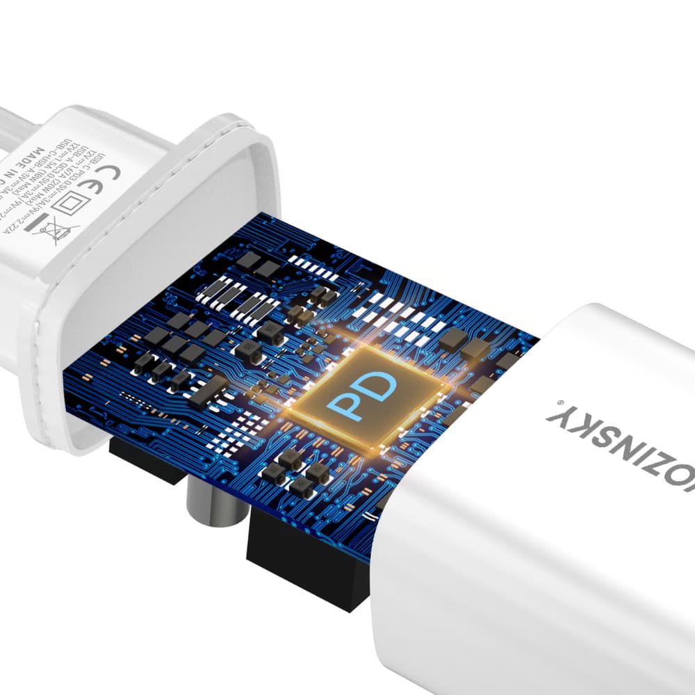 Stenski polnilnik Wozinsky WGWCW 20W, USB-A + USB-C - bel 3