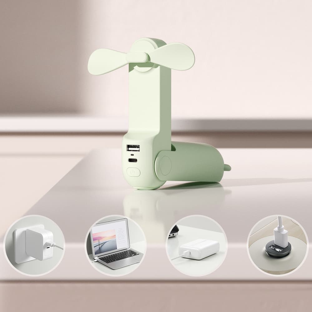 Ročni ventilator Jisulife Life8 Mini, zelen, s funkcijo power bank 2