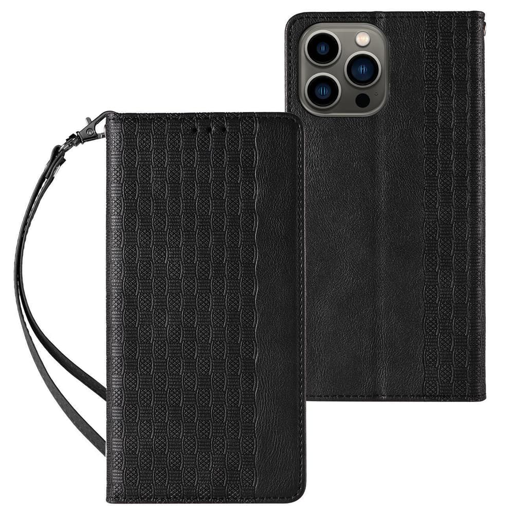 Hurtel Magnet Strap ovitek za Samsung Galaxy S23, denarnica, pašček, stojalo, črna
