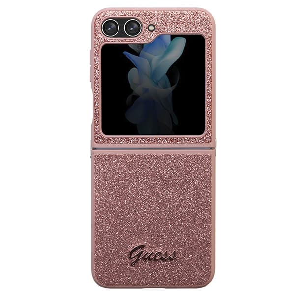 Ovitek Guess Glitter Script za Samsung Galaxy Z Flip 5 - roza 2