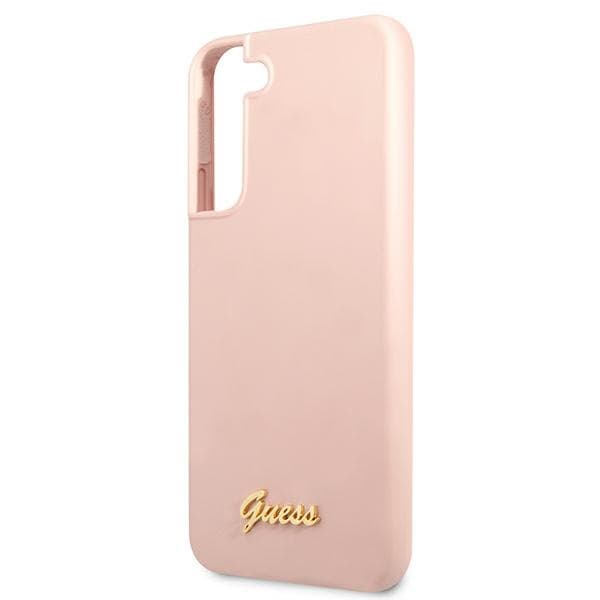 Ovitek Guess Silicone Script Metal Logo za Samsung S22+ S906 - roza 6