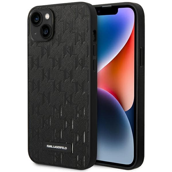 Karl Lagerfeld Saffiano Mono Metal Logo ovitek za iPhone 14 Plus (6.7"), črna
