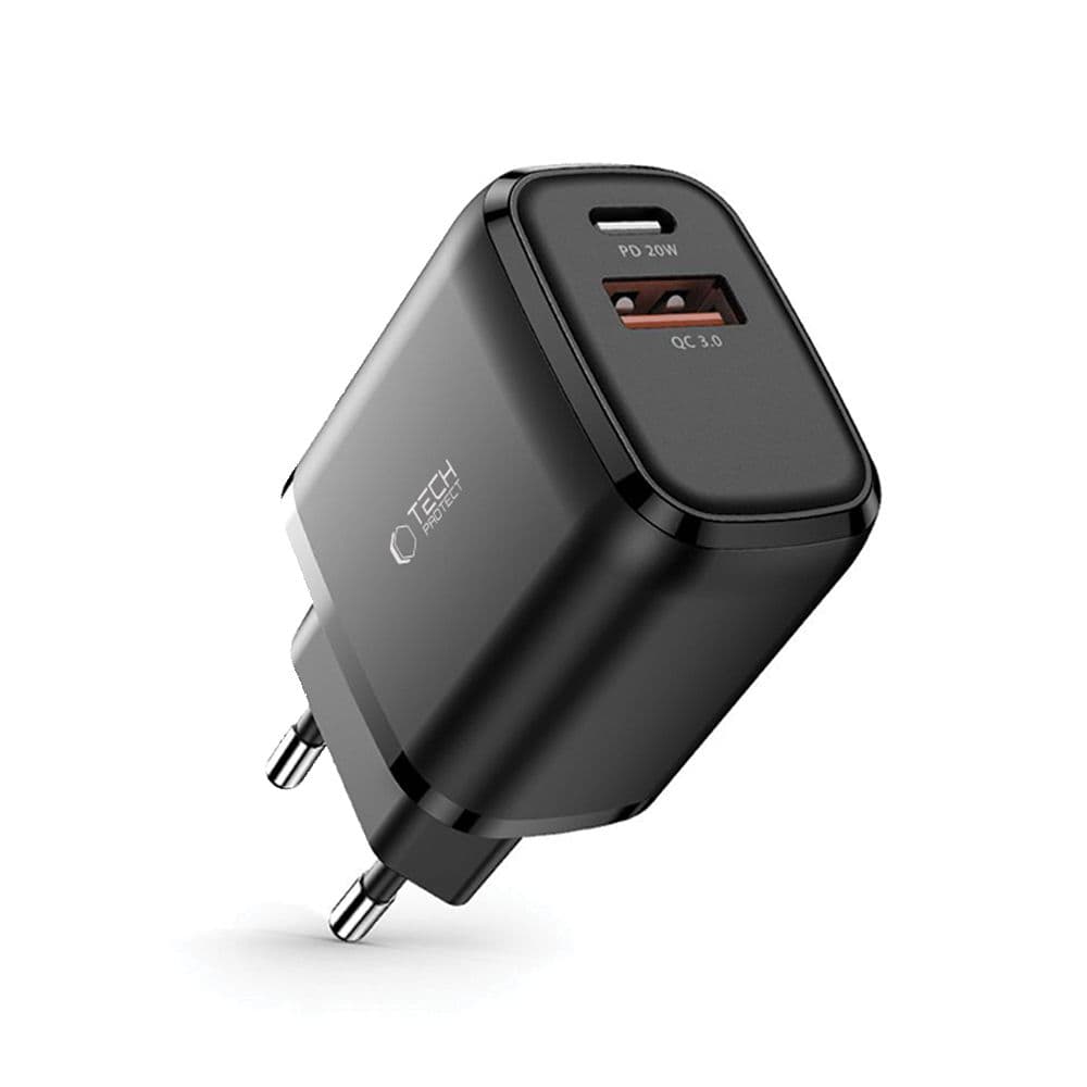 Tech-Protect C20W polnilnik USB-C PD 20W / USB-A QC 3.0 - črn 2