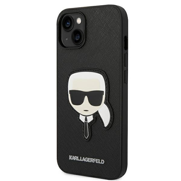 Ovitek Karl Lagerfeld Saffiano 'Karl's Head Patch' za iPhone 14 Plus - Črna 2